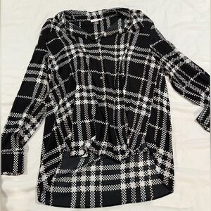 Calvin Klein Black and White Sailor Collar Boxy Blouse